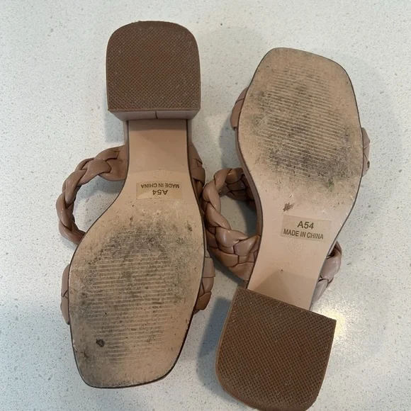Tan Braided Heeled Sandals - Womens 6.5 - Picture 4 of 8